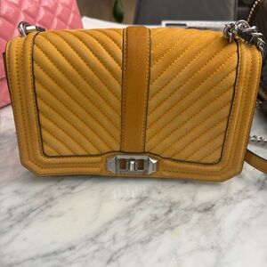 💛Rebecca Minkoff suede mustard Love Crossbody bag large 💛